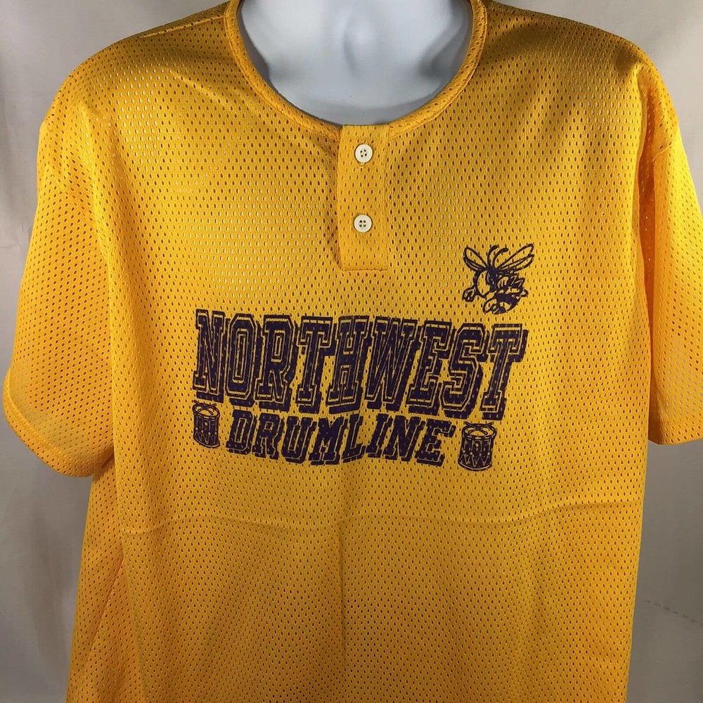 Vintage Northwest Drumline Shirt Jersey Size 2XL USA Made Yellow Purple 90s 80s